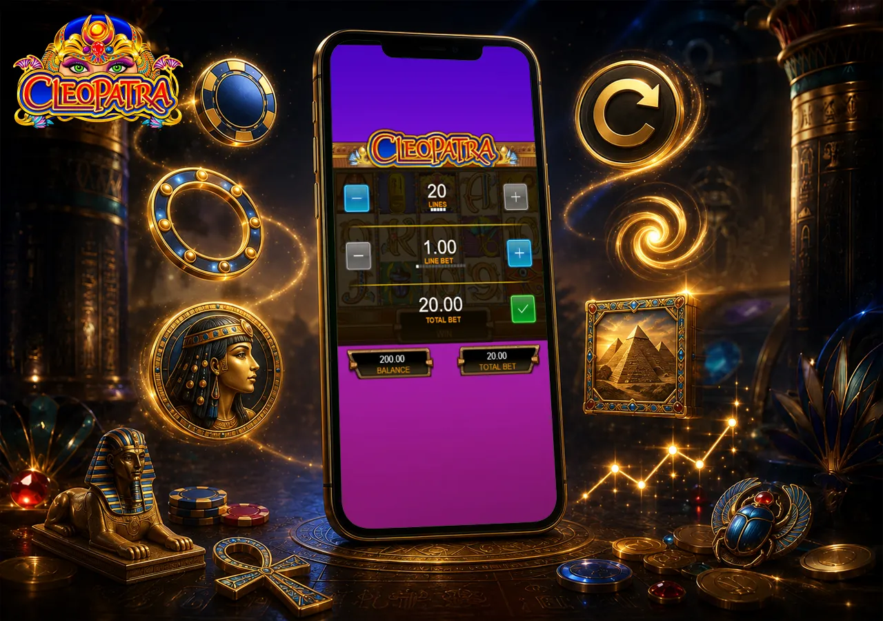 Rules and features explained through mobile gameplay flow, betting controls and recognizable Egyptian symbols