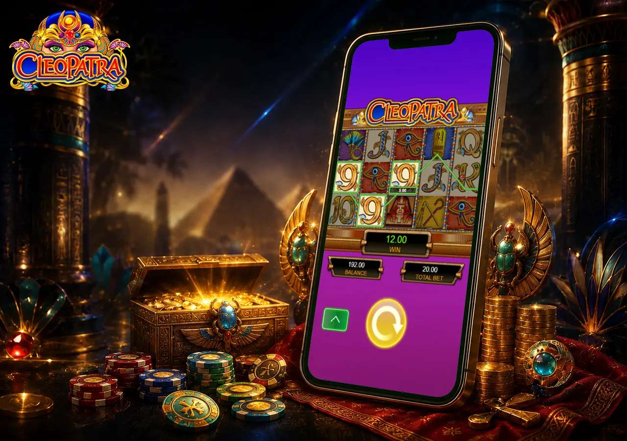 Betting range and maximum win concept with phone, casino chips, prize markers and premium slot accents