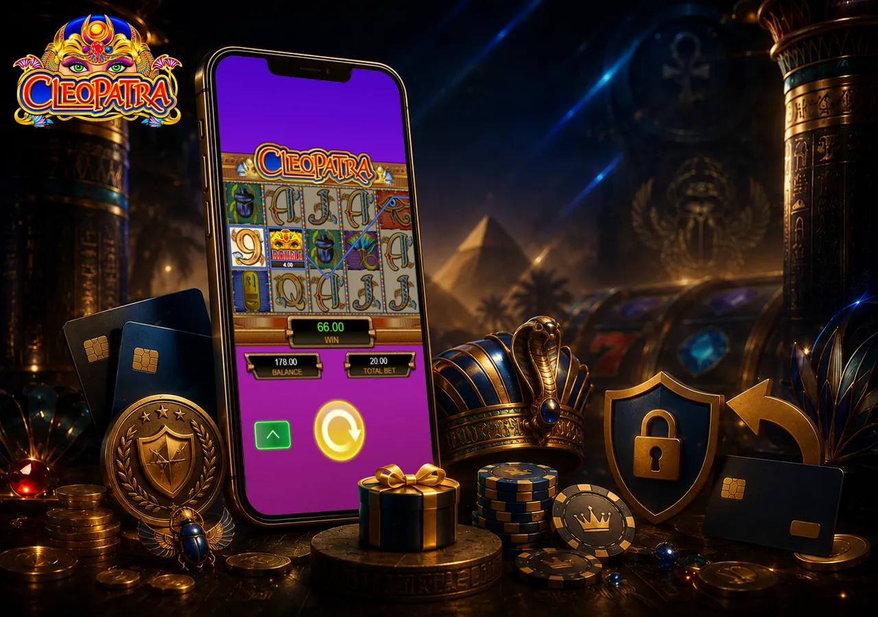Real-money play scene with phone, licence cues, payout elements and trusted casino-site selection